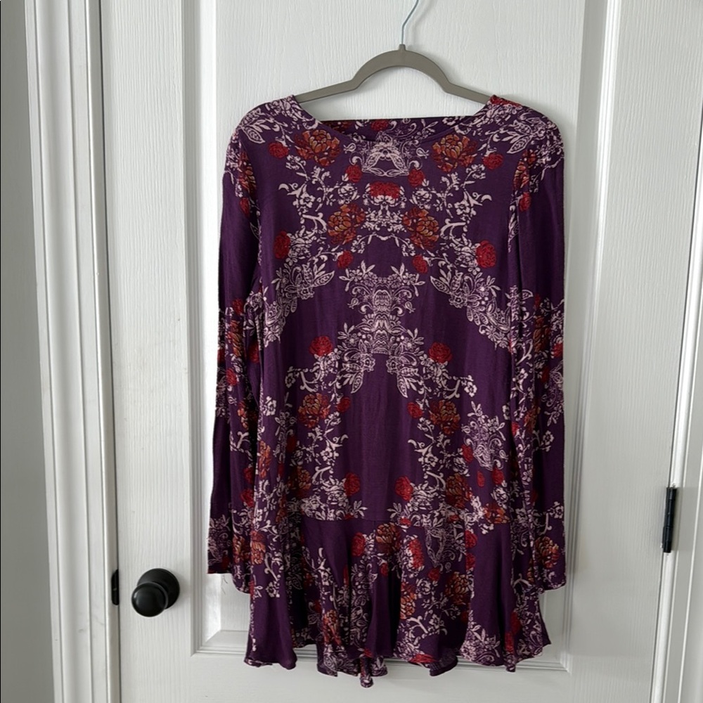 Free People Boho Open Back Purple Floral Dress
